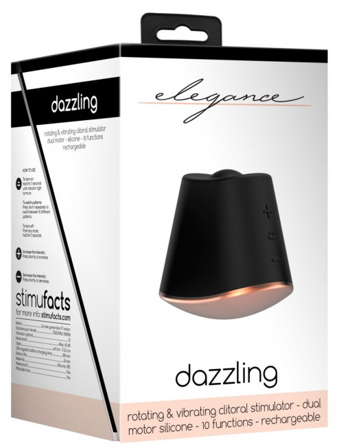 Черный клиторальный стимулятор Dazzling с вибрацией и ротацией - 6,7 см., Shots Media BV
