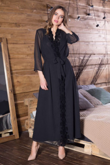 Длинный халат Elegance Velvet с поясом, Mia&Mia