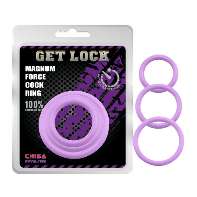 Набор из 3 сиреневых эрекционных колец Magnum Force Cock Ring Набор из 3 сиреневых эрекционных колец Magnum Force Cock Ring