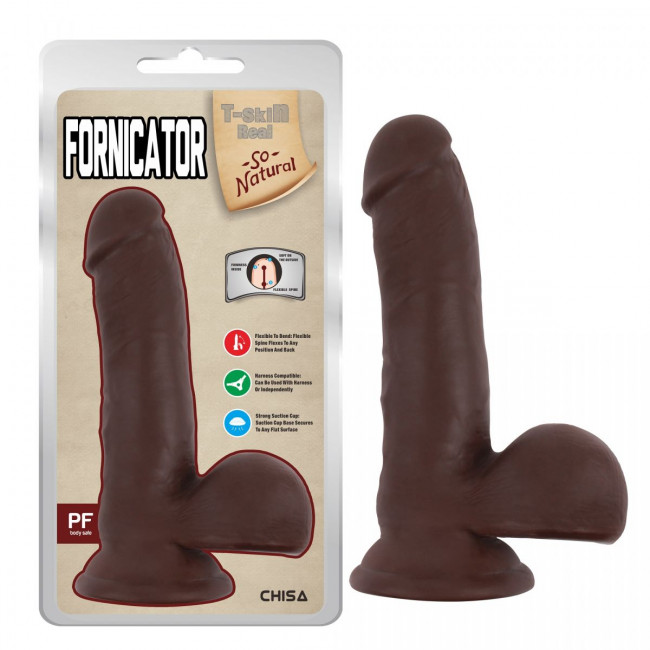 Коричневый фаллоимитатор на присоске Fornicator - 19 см. Коричневый фаллоимитатор на присоске Fornicator - 19 см.