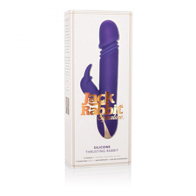 Фиолетовый вибратор с поступательным движением Jack Rabbit Signature Silicone Thrusting Rabbit - 20 см., California Exotic Novelties Фиолетовый вибратор с поступательным движением Jack Rabbit Signature Silicone Thrusting Rabbit - 20 см., California Exotic Novelties