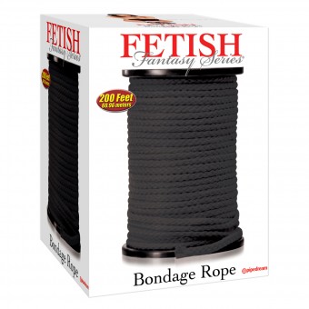 Черная веревка для связывания Bondage Rope - 60,9 м., Pipedream