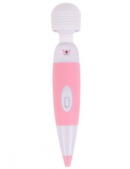 Бело-розовый, работающий от сети вибромассажёр Pixey Wand Mini Pink Edition - 25 см.