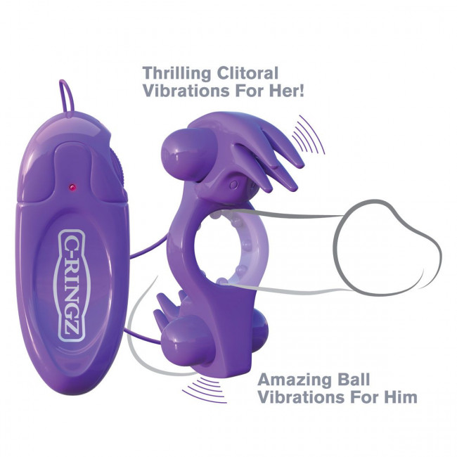 Фиолетовое эрекционное кольцо с вибрацией Wonderful Wabbit, Pipedream