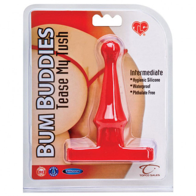 Красная анальная пробка Bum Buddies Tease My Tush, Intermediate Silicone Anal Plug - 12 см., Topco Sales