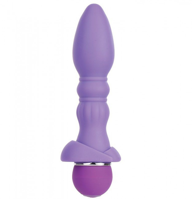 Фиолетовый вибромассажер для анальной стимуляции PURRFECT SILICONE ANAL VIBRATOR - 13 см., Dream Toys
