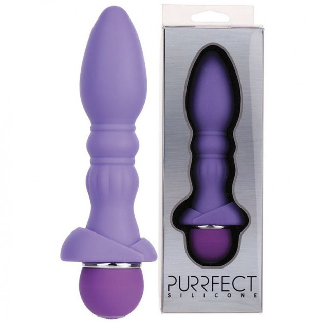 Фиолетовый вибромассажер для анальной стимуляции PURRFECT SILICONE ANAL VIBRATOR - 13 см., Dream Toys