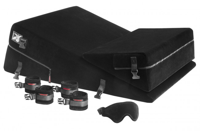 Чёрная подушка для секса из двух частей с креплениями Wedge/Ramp Combo Conversion Kit, Liberator