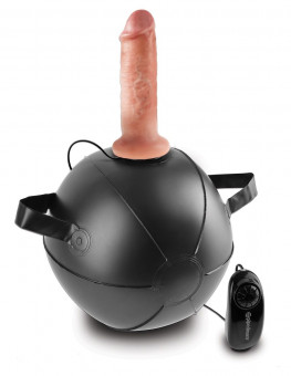Мини-мяч с фаллической насадкой телесного цвета и вибрацией Vibrating Mini Sex Ball with 6" Dildo - 15,2 см., Pipedream