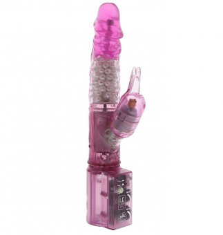 Розовый вибратор с клиторальным отростком JK UNDENIABLE 7.5 PEARL DIVER - 19 см., NMC