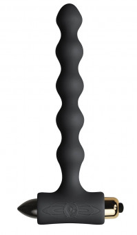 Чёрная анальная цепочка с вибрацией PETITE SENSATIONS PEARLS BLACK - 16,9 см., Rocks-Off