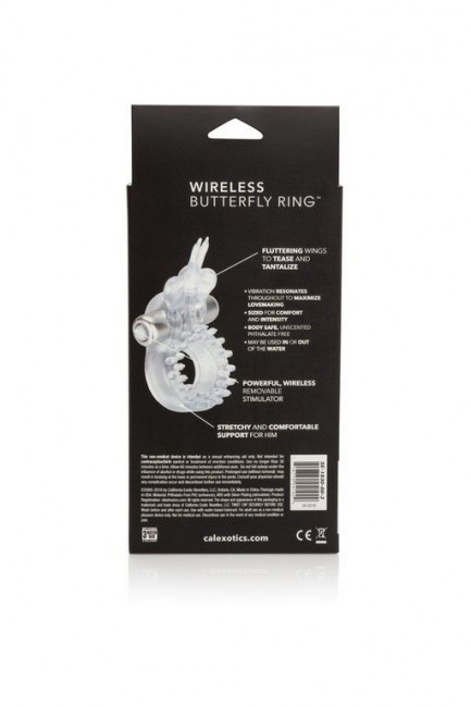 Прозрачное эрекционное кольцо с вибрацией Wireless Butterfly Ring, California Exotic Novelties