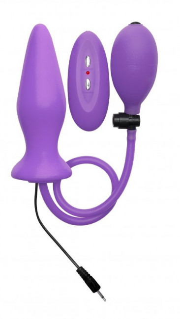 Фиолетовый анальный стимулятор с функцией расширения и вибрацией Inflatable Vibrating Silicone Plug - 12,2 см., Shots Media BV