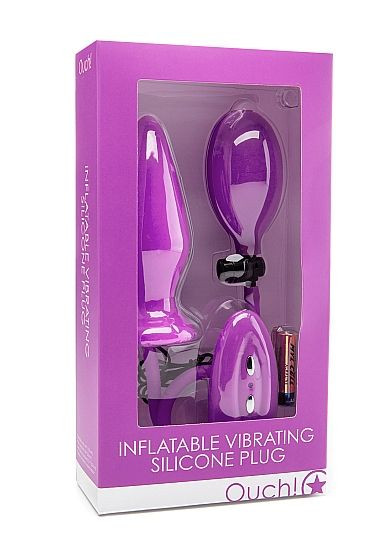 Фиолетовый анальный стимулятор с функцией расширения и вибрацией Inflatable Vibrating Silicone Plug - 12,2 см., Shots Media BV