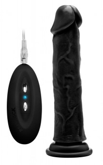Чёрный вибратор-реалистик Vibrating Realistic Cock 9" - 23,5 см., Shots Media BV