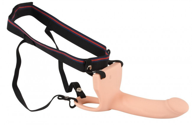 Телесный фаллопротез с вибрацией Vibrating Strap-On - 23 см.