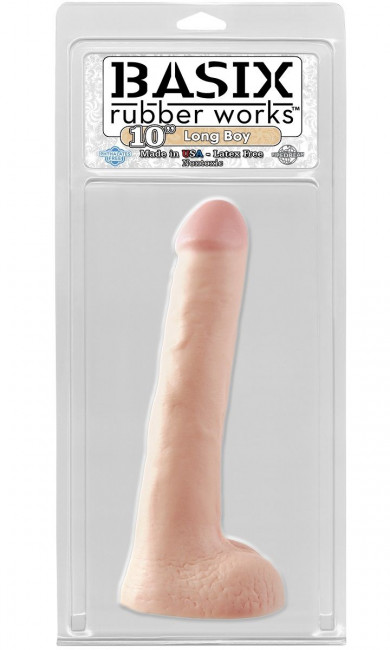 Фаллоимитатор с мошонкой LONG BOY BASIX - 25,4 см., Pipedream Фаллоимитатор с мошонкой LONG BOY BASIX - 25,4 см., Pipedream