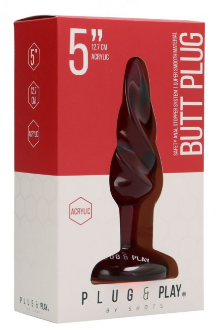 Красная витая анальная пробка Rounded 5 Inch - 12,7 см., Shots Media BV