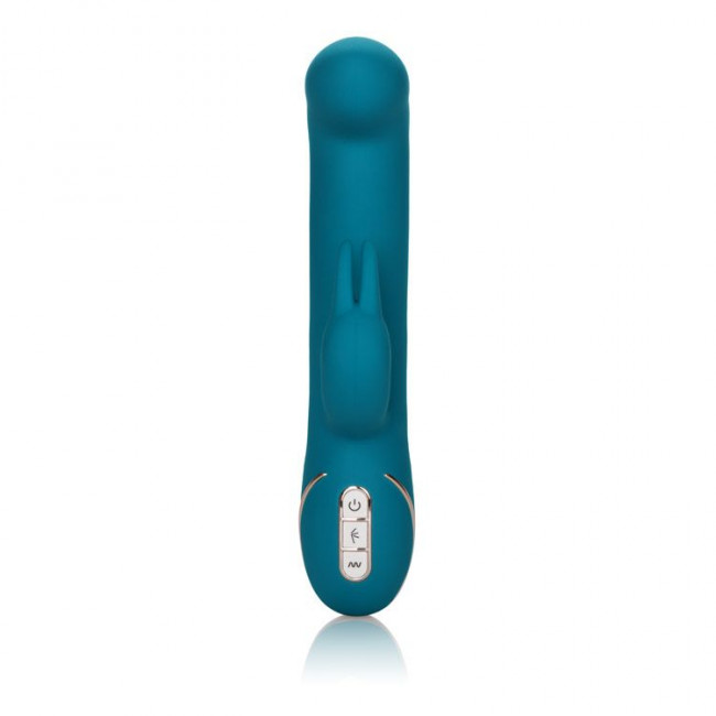 Бирюзовый вибратор с изогнутой головкой Jack Rabbit Signature Silicone Rocking "G" Rabbit - 20 см., California Exotic Novelties Бирюзовый вибратор с изогнутой головкой Jack Rabbit Signature Silicone Rocking "G" Rabbit - 20 см., California Exotic Novelties