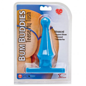 Голубая анальная пробка Bum Buddies Tease My Tush Advanced Silicone Anal Plug - 15 см., Topco Sales