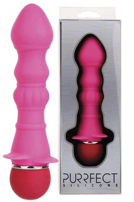 Розовый вибромассажер для анальной стимуляции PURRFECT SILICONE ANAL VIBRATOR PINK - 12,7 см., Dream Toys