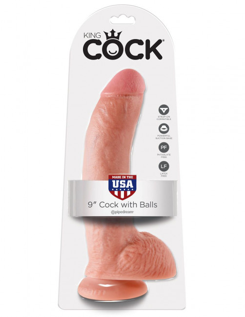 Телесный фаллоимитатор 9" Cock with Balls - 22,9 см., Pipedream