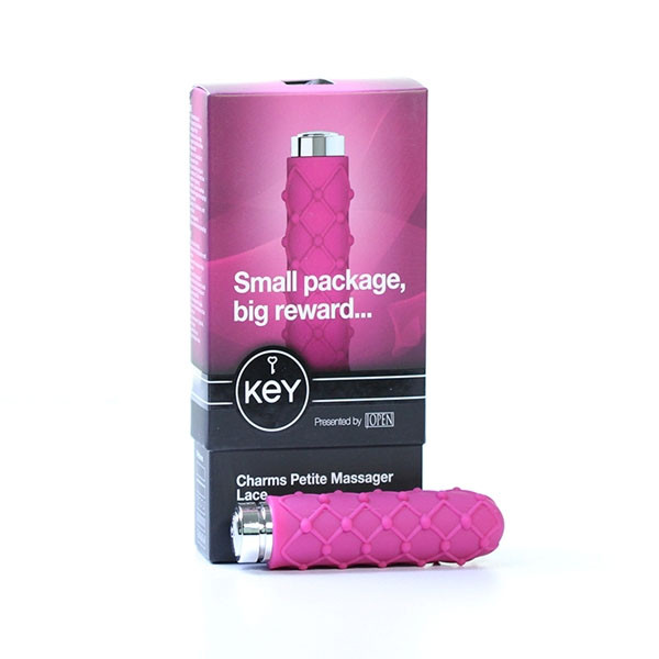Розовый вибромассажер с рельефной поверхностью серии Charms Lace - Raspberry Pink, Jopen Розовый вибромассажер с рельефной поверхностью серии Charms Lace - Raspberry Pink, Jopen