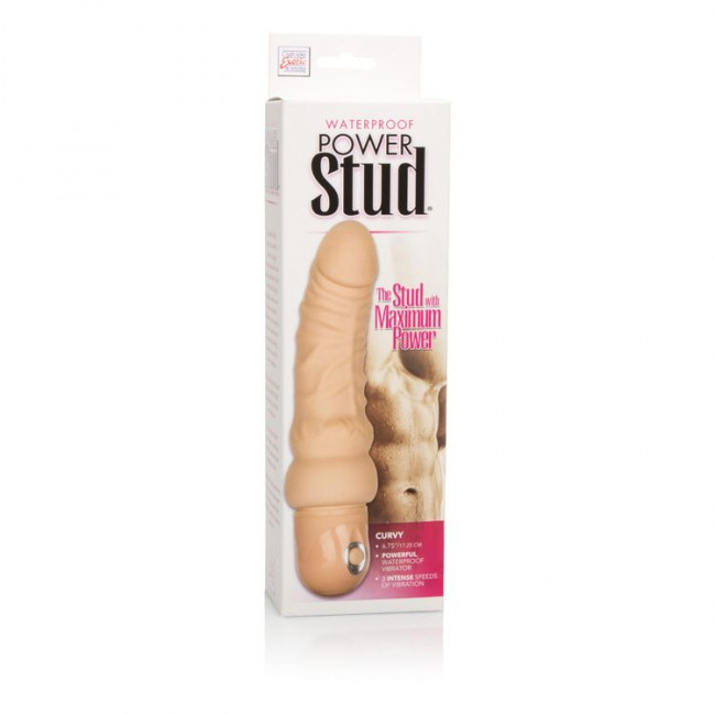 Телесный вибромассажер Waterproof Power Stud Curvy - 21 см., California Exotic Novelties