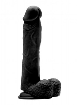 Чёрный фаллоимитатор Realistic Cock 9" With Scrotum - 23,5 см., Shots Media BV