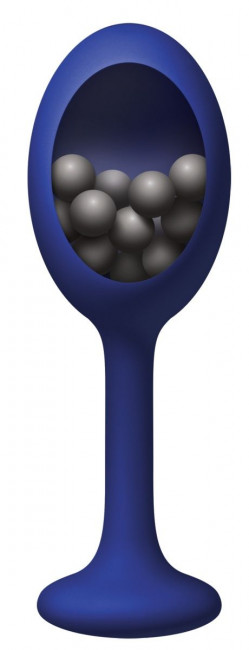 Синяя анальная пробка с шариками внутри Rattler - 12,7 см., NS Novelties