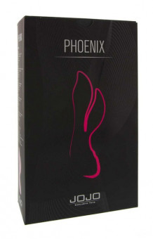 Розовый вибратор с клиторальным стимулятором JOJO Phoenix - 10 см., JOJO