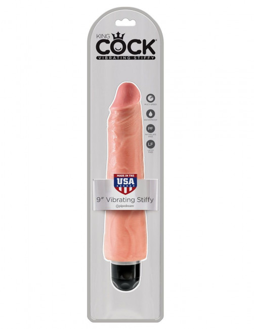Телесный вибратор-реалистик 9" Vibrating Stiffy - 27,9 см., Pipedream