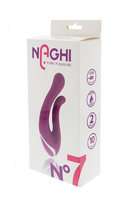 Фиолетовый вибратор с клиторальным отростком NAGHI NO.7 - 16 см., Tonga