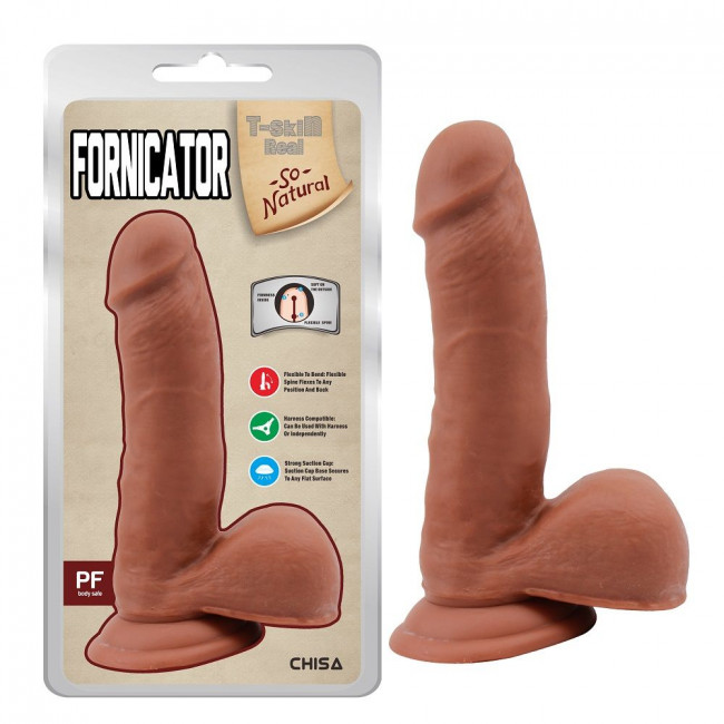 Кофейный фаллоимитатор на присоске Fornicator - 19 см. Кофейный фаллоимитатор на присоске Fornicator - 19 см.