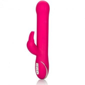 Ярко-розовый вибратор Jack Rabbit Signature Silicone Beaded Rabbit - 23 см., California Exotic Novelties
