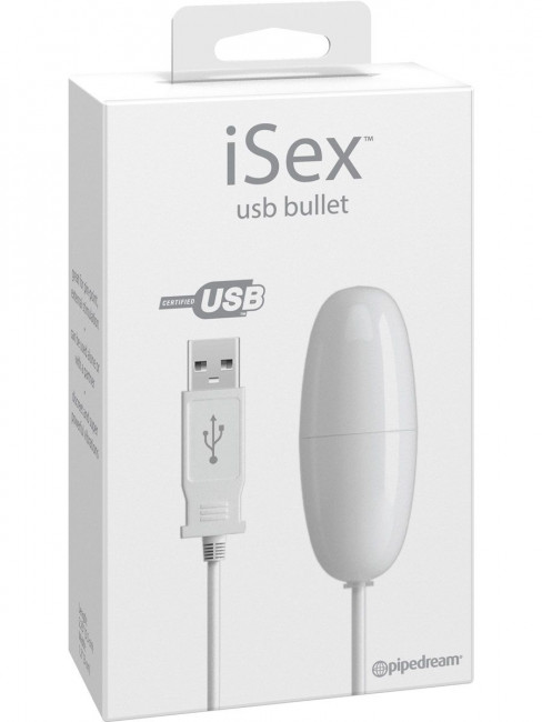 Белое виброяйцо с проводом USB, Pipedream