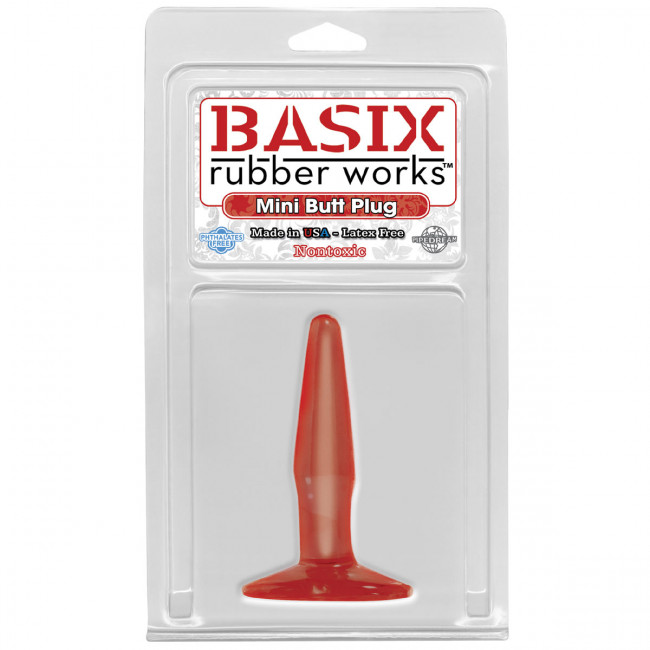 Маленькая красная анальная пробка Basix Rubber Works Mini Butt Plug - 10,8 см., Pipedream Маленькая красная анальная пробка Basix Rubber Works Mini Butt Plug - 10,8 см., Pipedream