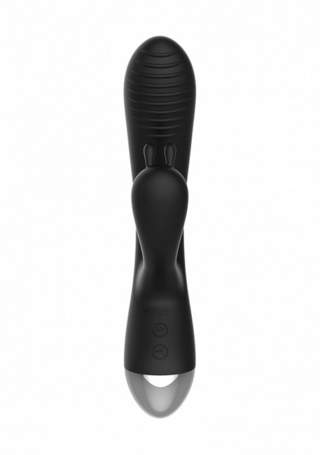 Чёрный вибратор E-Stimulation Rabbit Vibrator с электростимуляцией - 19 см., Shots Media BV
