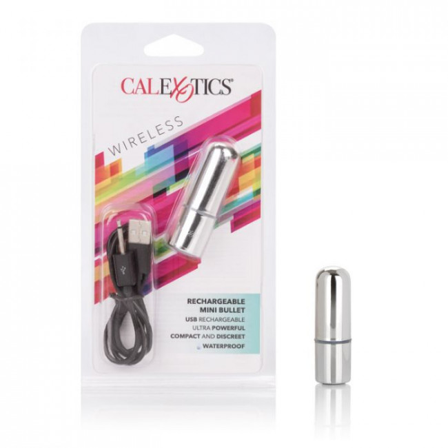 Серебристая перезаряжаемая вибропуля Rechargeable Mini Bullet, California Exotic Novelties Серебристая перезаряжаемая вибропуля Rechargeable Mini Bullet, California Exotic Novelties