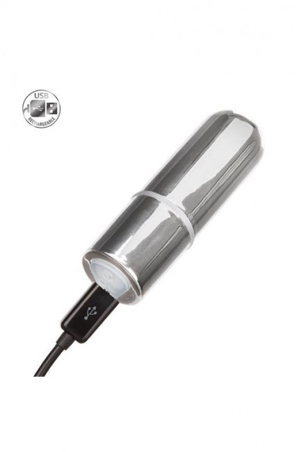 Серебристая перезаряжаемая вибропуля Rechargeable Mini Bullet, California Exotic Novelties Серебристая перезаряжаемая вибропуля Rechargeable Mini Bullet, California Exotic Novelties