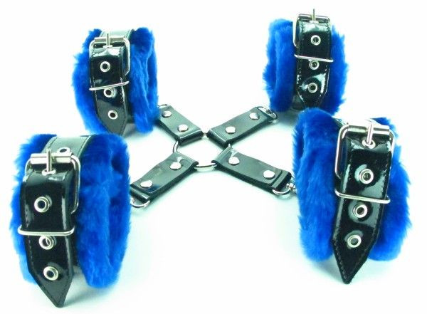 Набор фиксаторов с синим мехом BDSM Light, БДСМ Арсенал