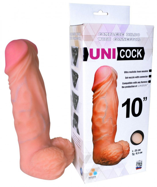 Фаллическая насадка Харнесс UNICOCK 10" - 25 см., LOVETOY (А-Полимер)