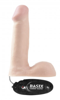 Телесный вибратор Basix Rubber Works   6" Vibrating Dong - 15,9 см., Pipedream