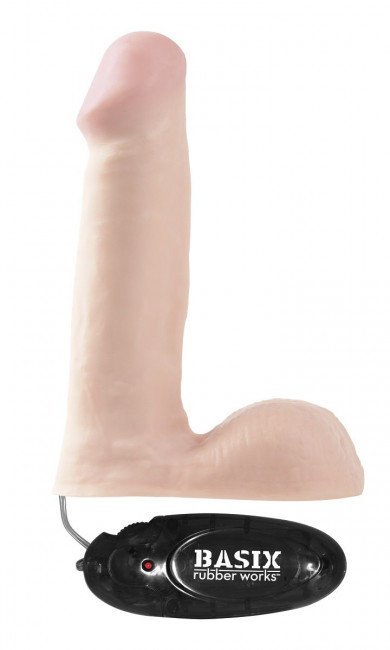 Телесный вибратор Basix Rubber Works   6" Vibrating Dong - 15,9 см., Pipedream