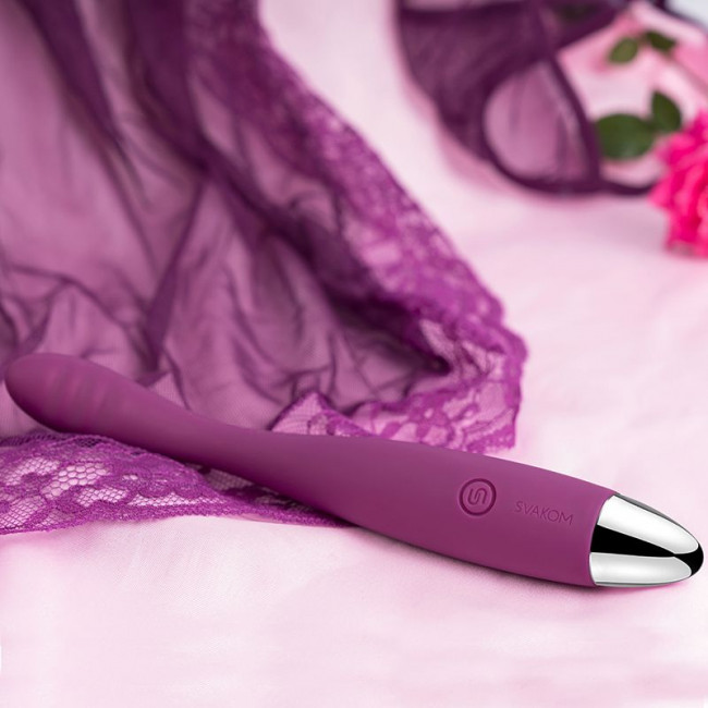 Фиолетовый вибратор Cici Violet с гнущейся головкой - 18,2 см., Svakom Фиолетовый вибратор Cici Violet с гнущейся головкой - 18,2 см., Svakom