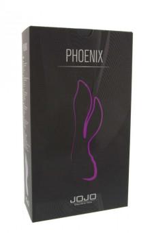Фиолетовый вибратор с клиторальным стимулятором JOJO Phoenix - 10 см., JOJO