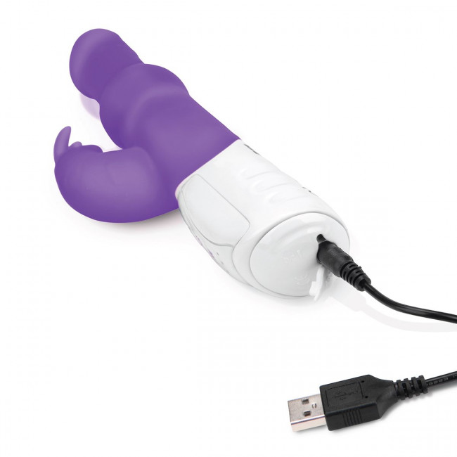 Фиолетовый вибратор-кролик с вращающимися бусинами - 25 см., Rabbit Essentials