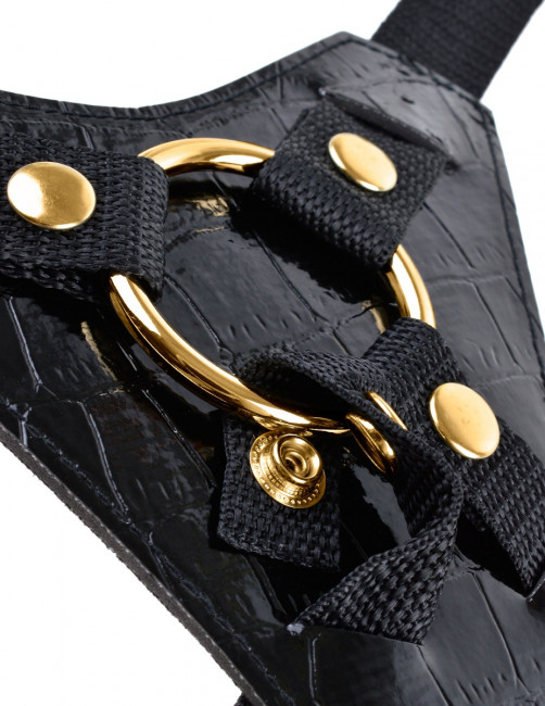 Чёрный с золотом женский страпон Designer Strap-On, Pipedream