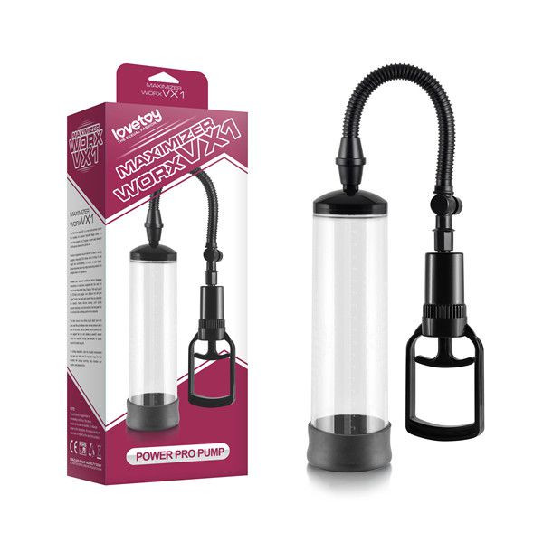 Вакуумная помпа с черным вкладышем Maximizer Worx VX1 Power Pro Pump - 20,3 см., Lovetoy