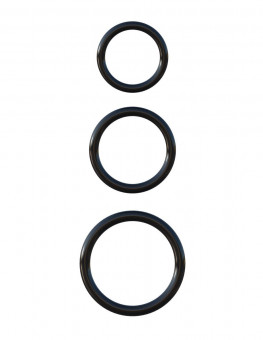Набор из трех черных эрекционных колец Silicone 3-Ring Stamina Set, Pipedream